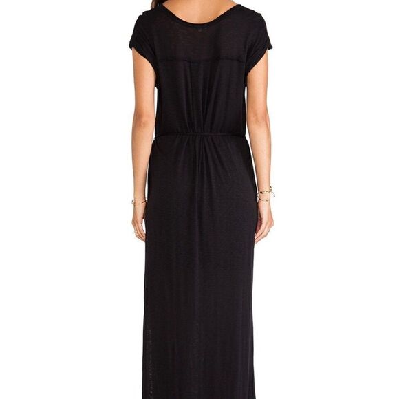 SPLENDID black maxi dress cap sleeve belt tie x small - Picture 3 of 12